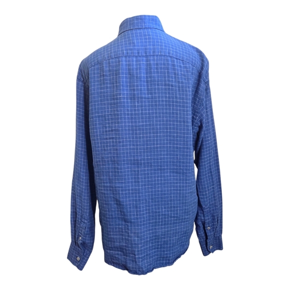 UNTUCKit Men's 100% Linen Blue Grid Pattern Shirt Size L - Picture 4 of 10